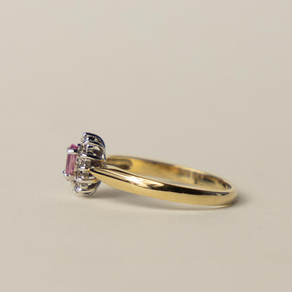 9ct Diana ring pink topaz & diamond