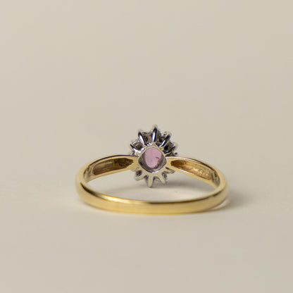 9ct Diana ring pink topaz & diamond