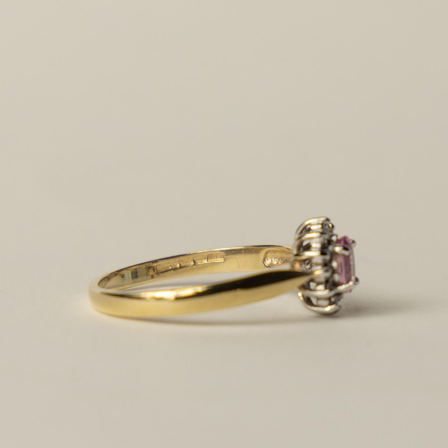 9ct Diana ring pink topaz & diamond