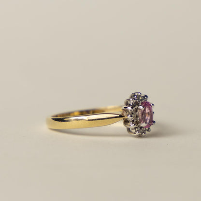 9ct Diana ring pink topaz & diamond