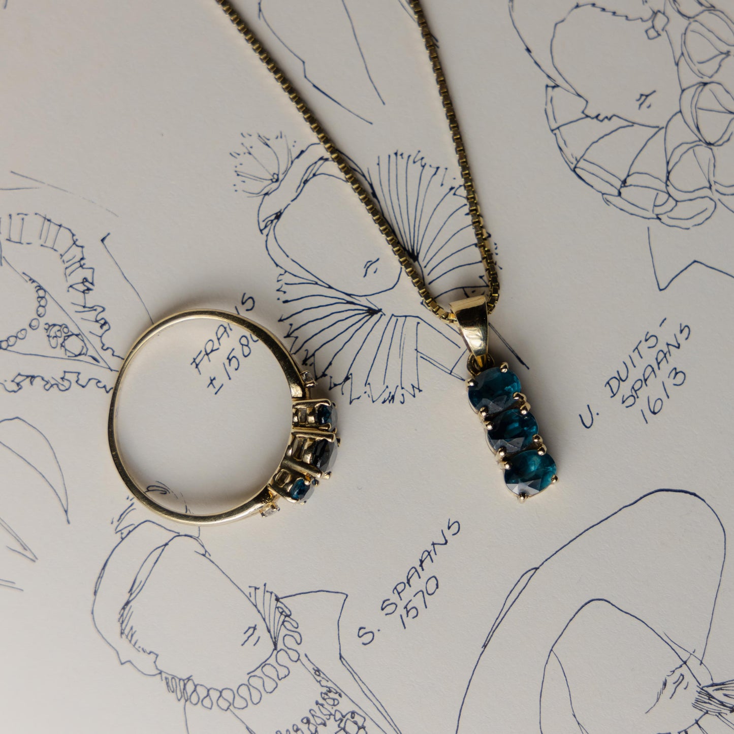 9ct blue topaz & diamond trilogy