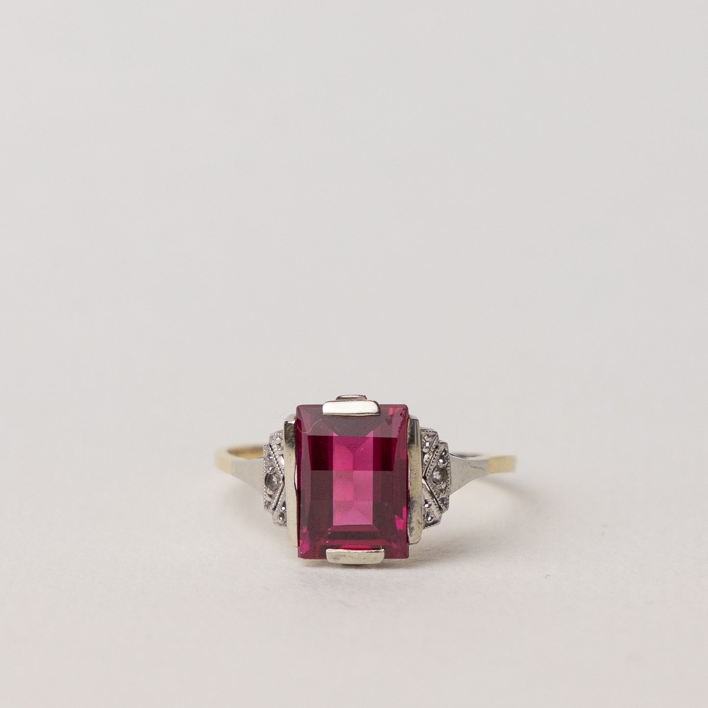 vintage 14 carat rubellite solitaire ring