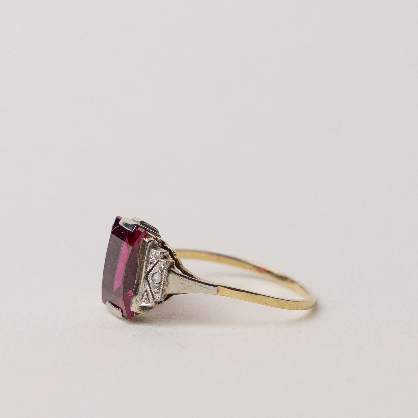 vintage 14 carat rubellite solitaire ring