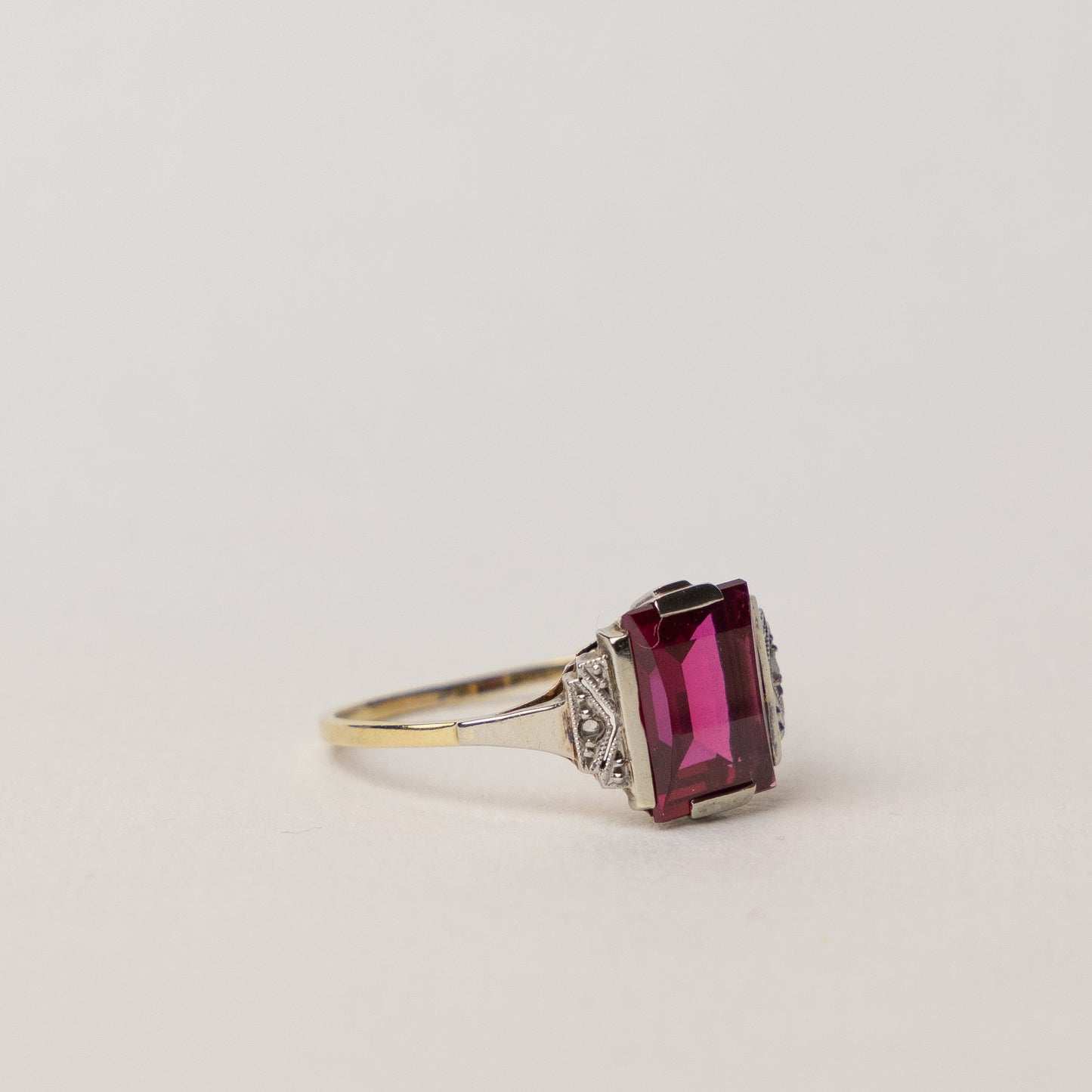 vintage 14 carat rubellite solitaire ring