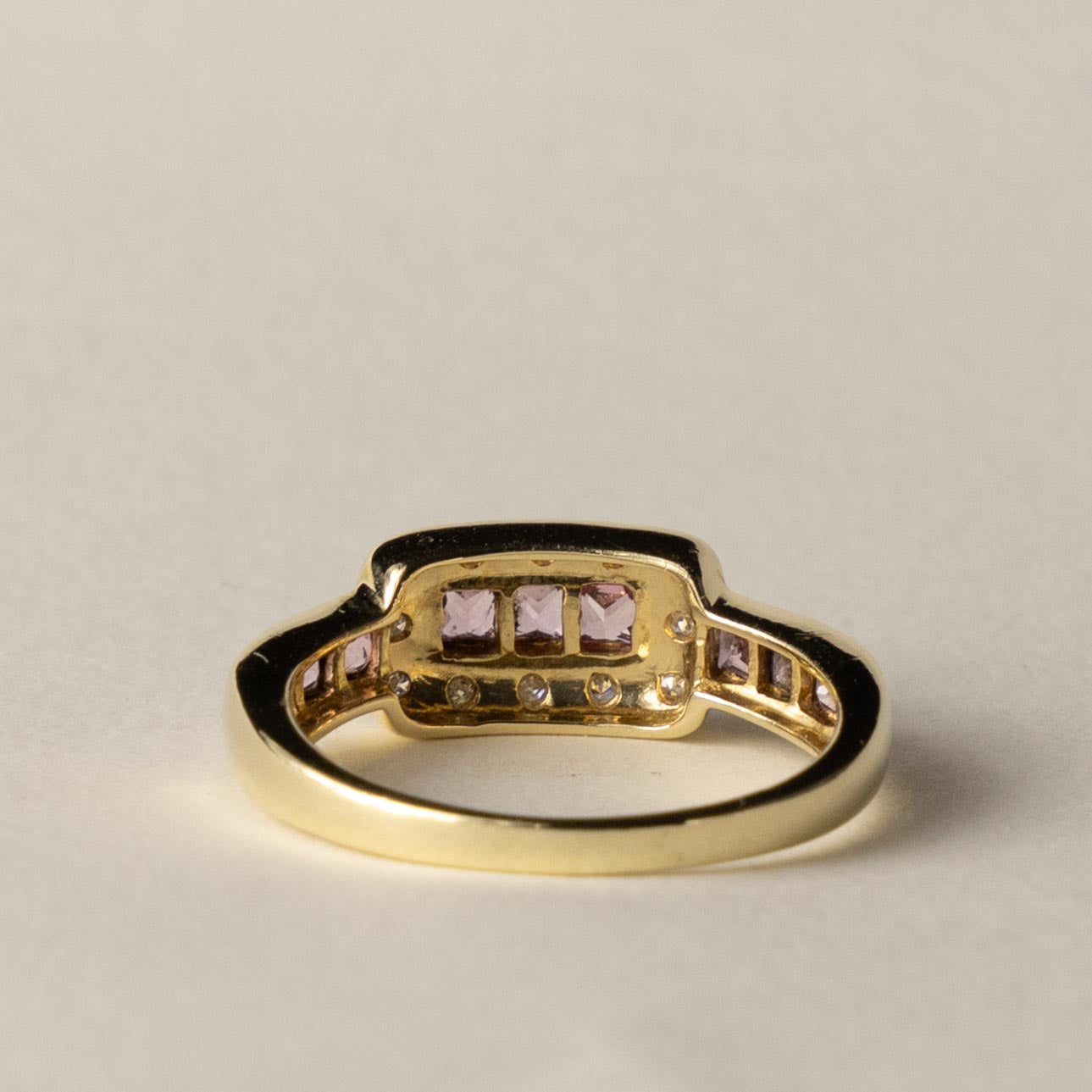 9ct Art Deco style pink topaz & diamond ring