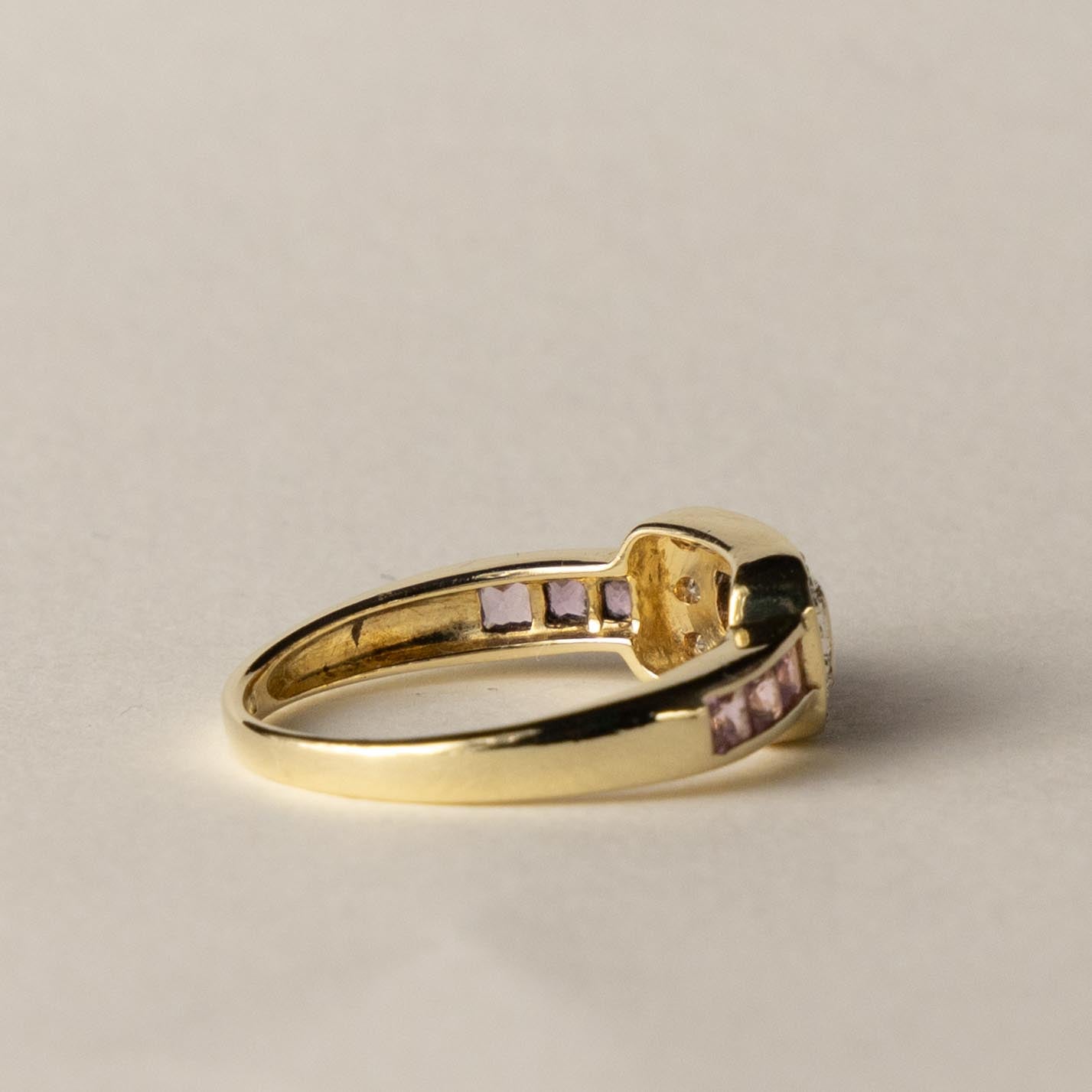 9ct Art Deco style pink topaz & diamond ring