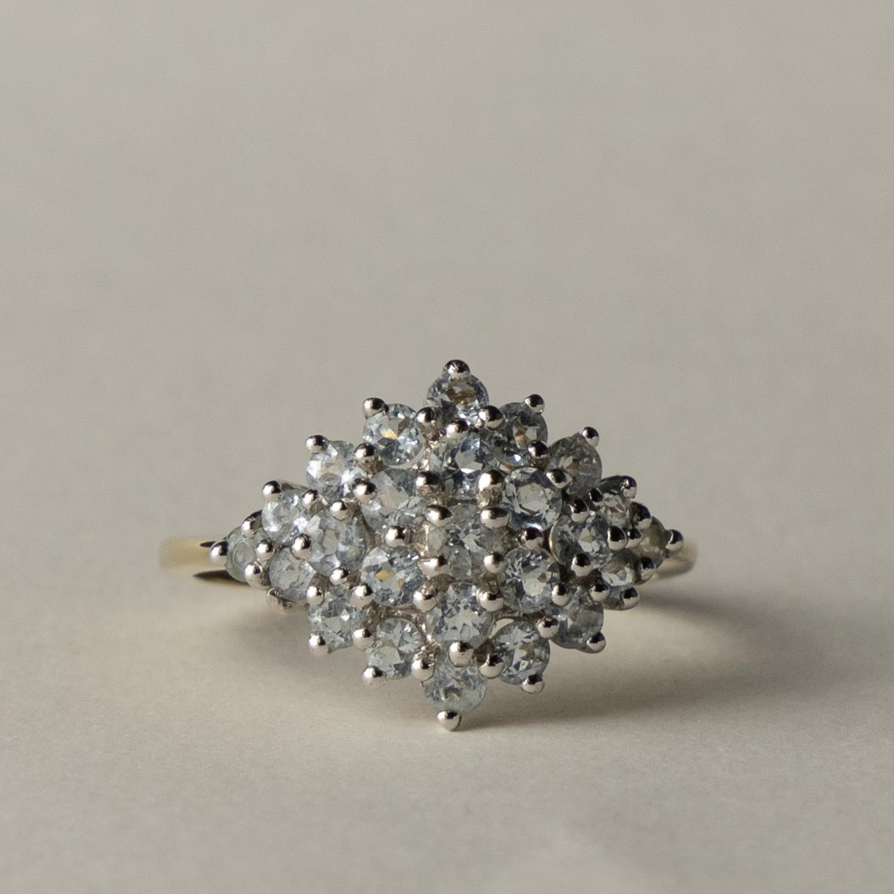 9ct aquamarine cluster ring