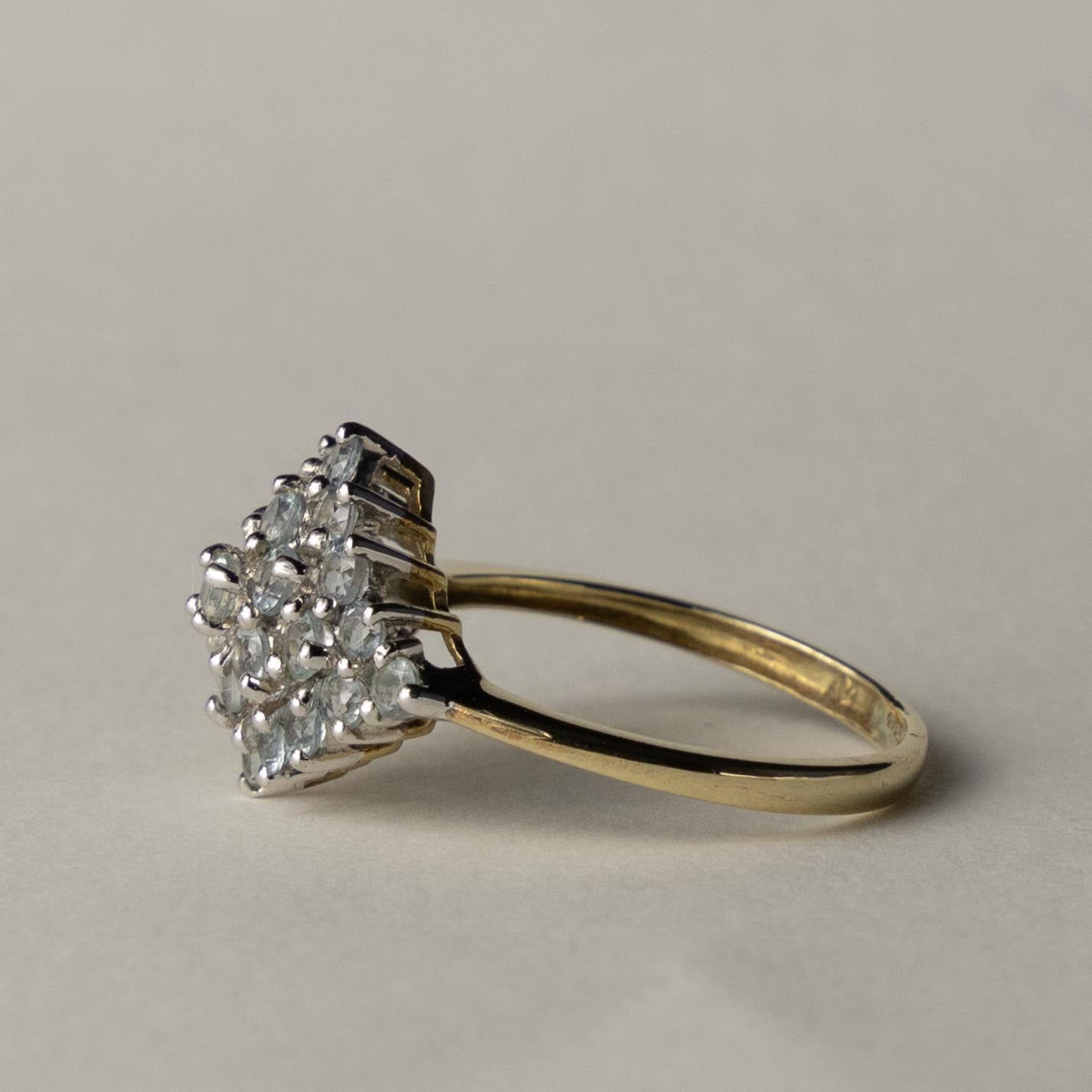 9ct aquamarine cluster ring