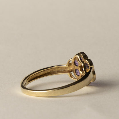 9ct amethyst & diamond flower ring