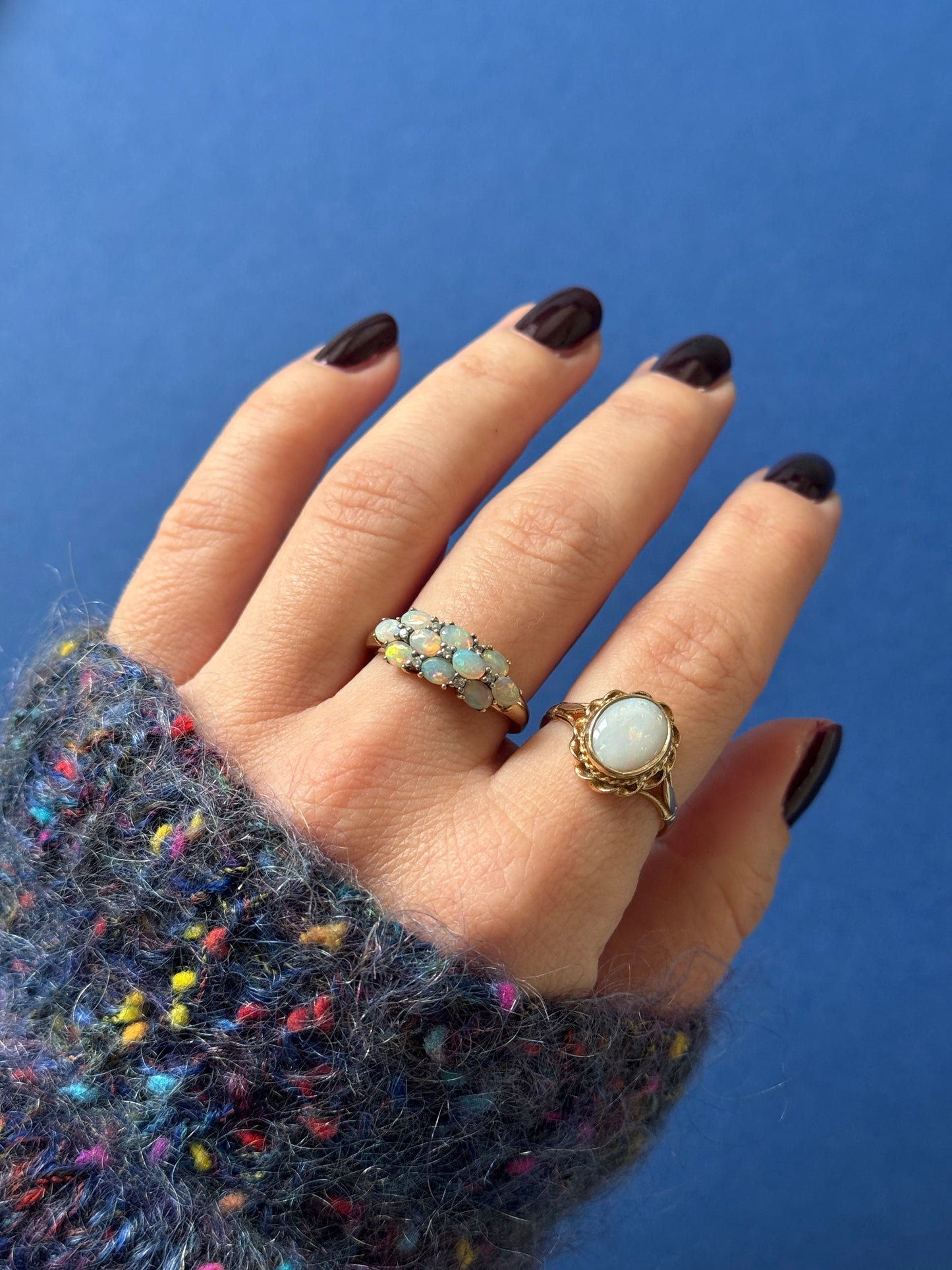 9ct opal diamond cluster