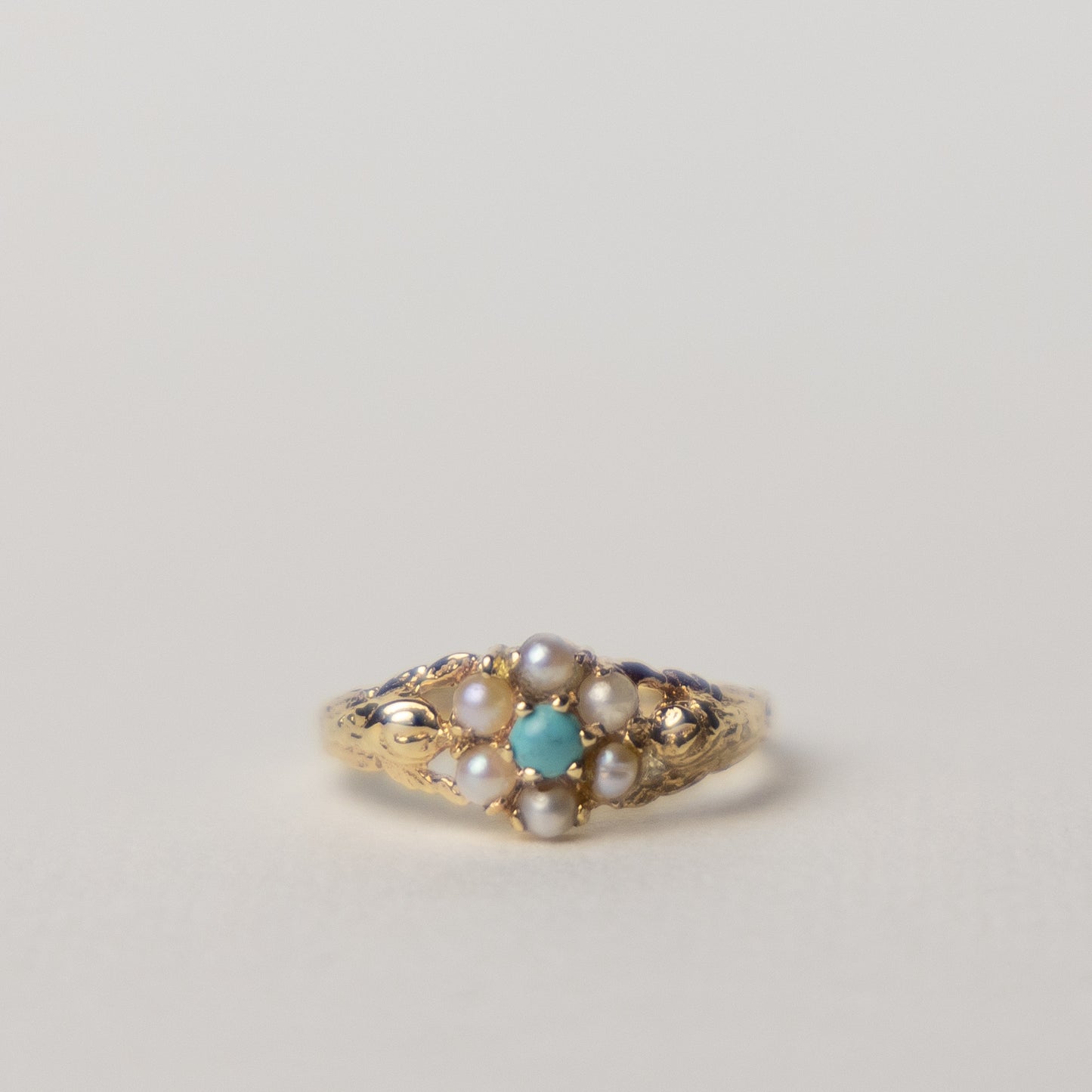 9 carat gold turquoise and seed pearl