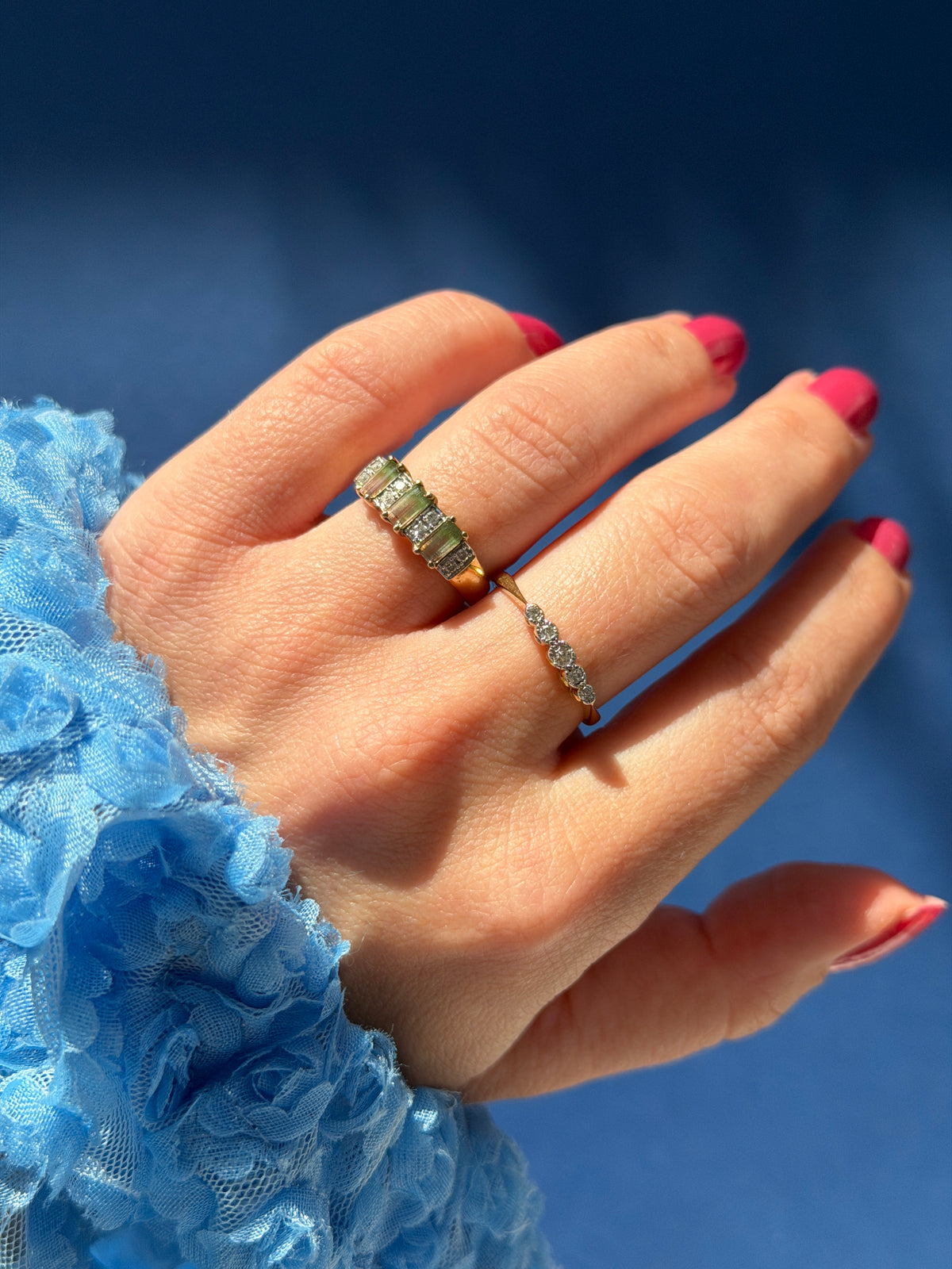 9ct water melon tourmaline & diamond trilogy