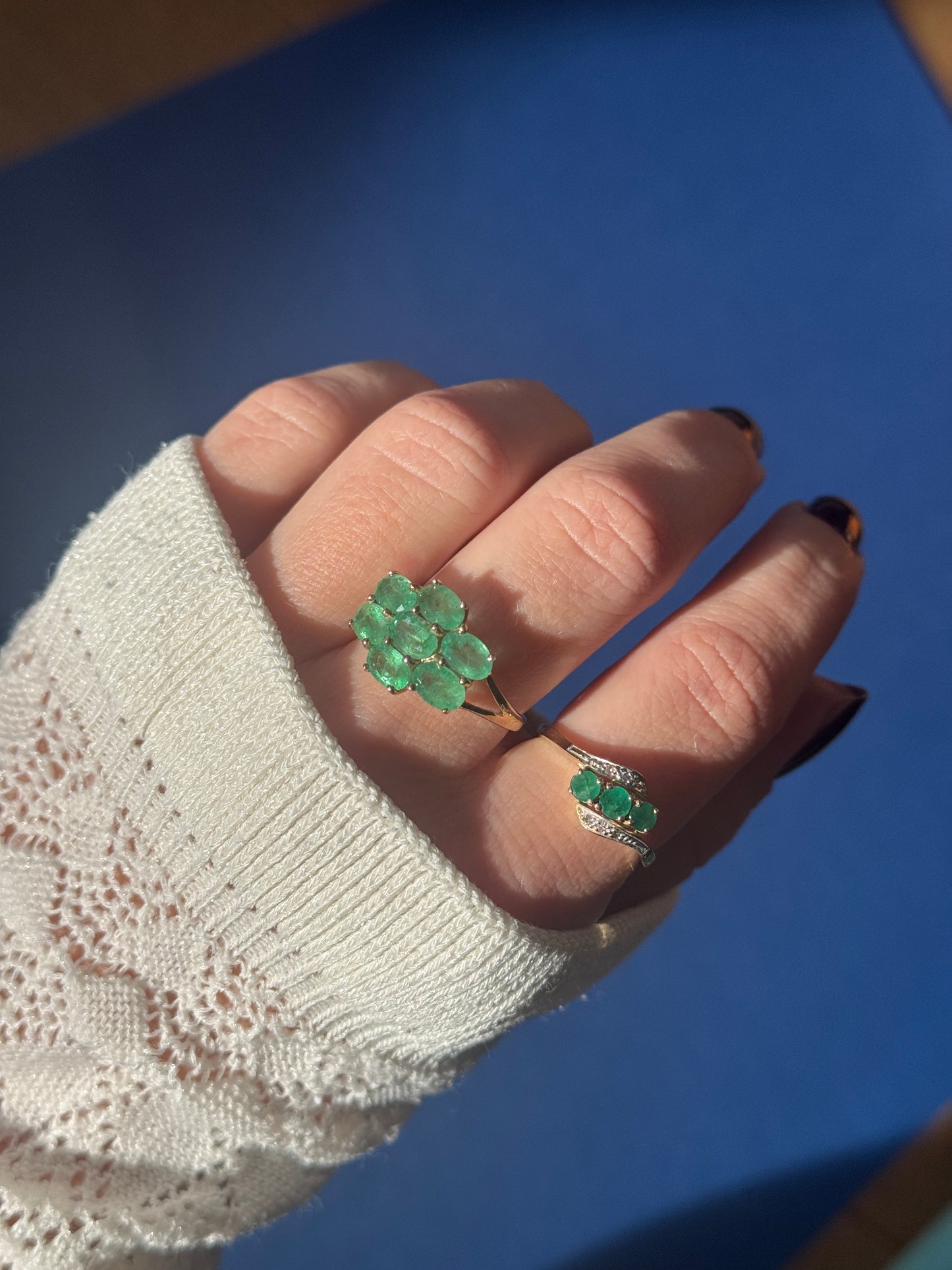 9ct diamond emerald ring