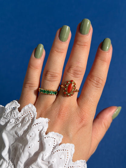 14ct coral cluster ring