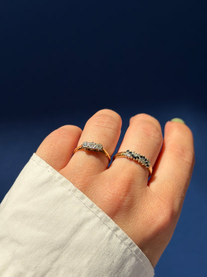 9ct sapphire & diamond wave cluster
