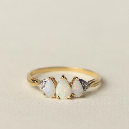 9ct opal & diamond trinity