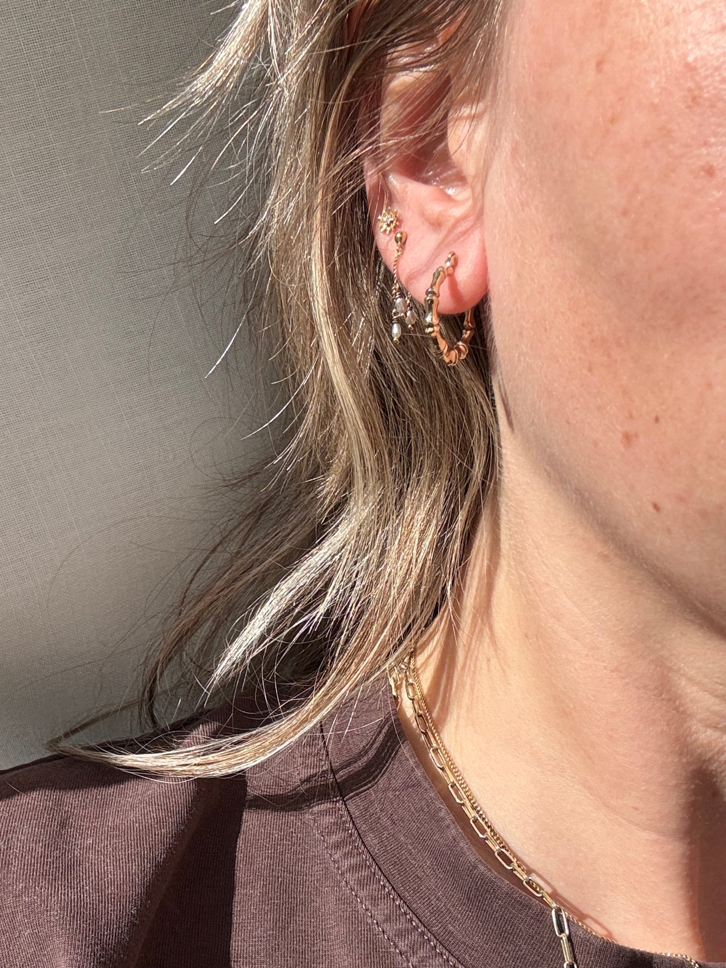 9ct bamboo hoops