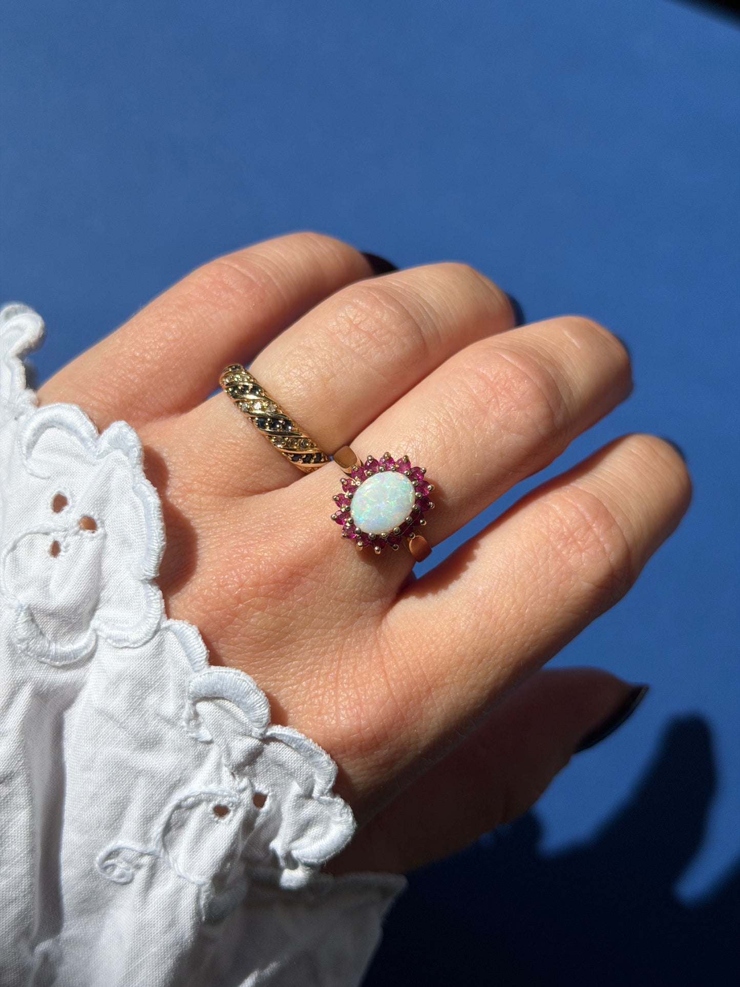 9ct sapphire & diamond band ring