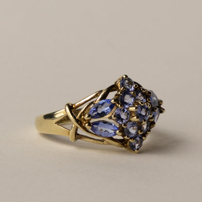 9ct tanzanite cluster ring