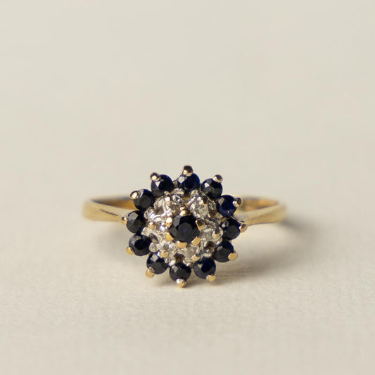 9ct sapphire diamond cluster