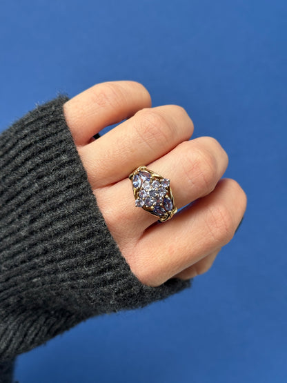 9ct tanzanite cluster ring
