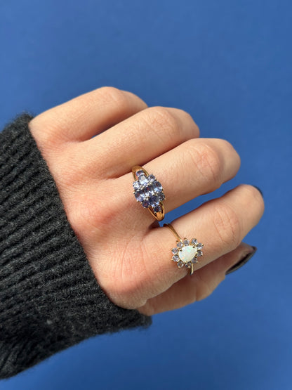 9ct opal & tanzanite cluster ring