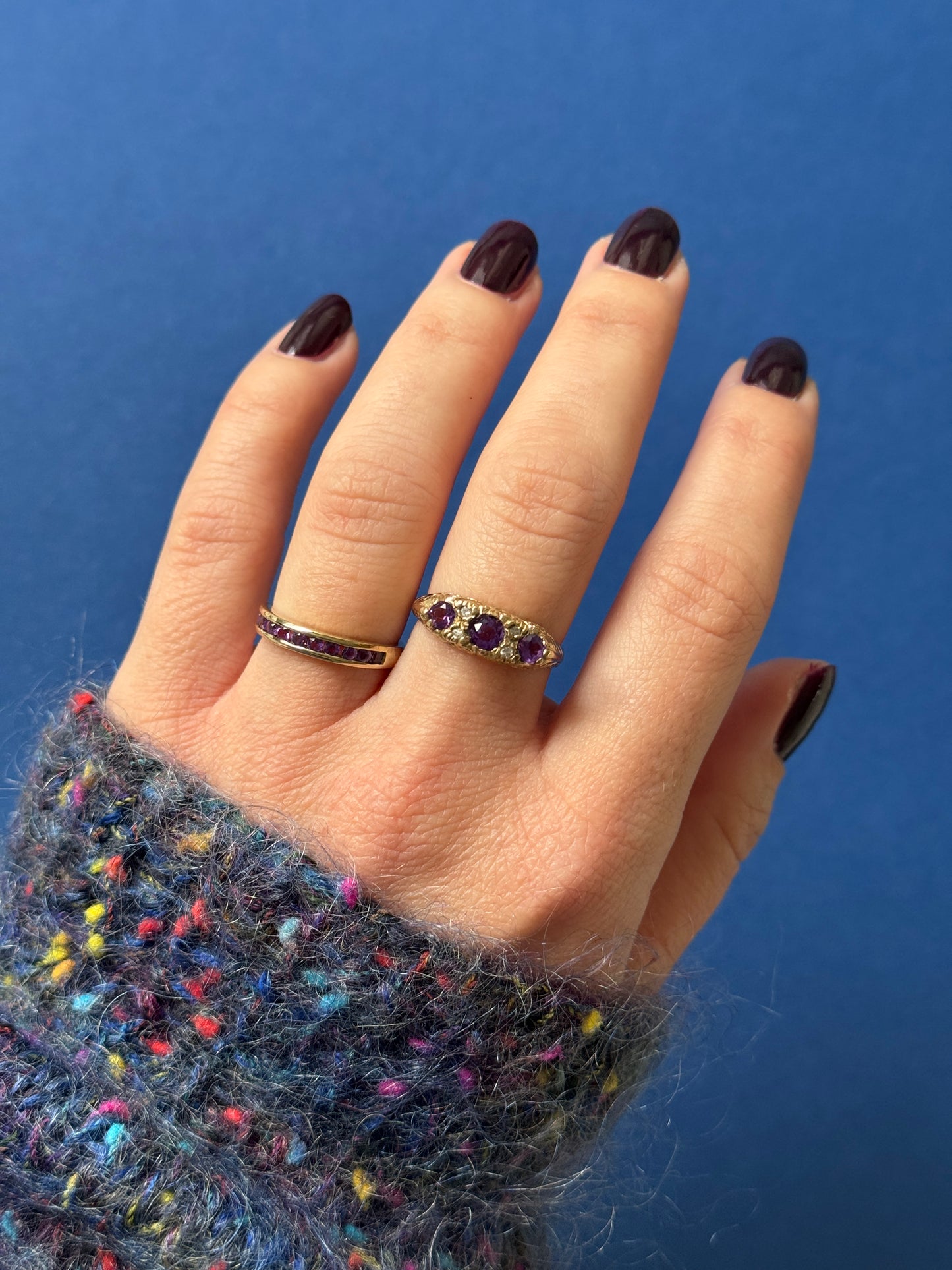 9ct amethyst channel set