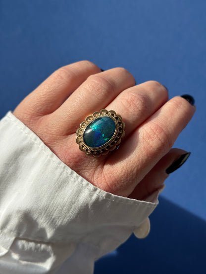 Massive 14ct Australian opal ring