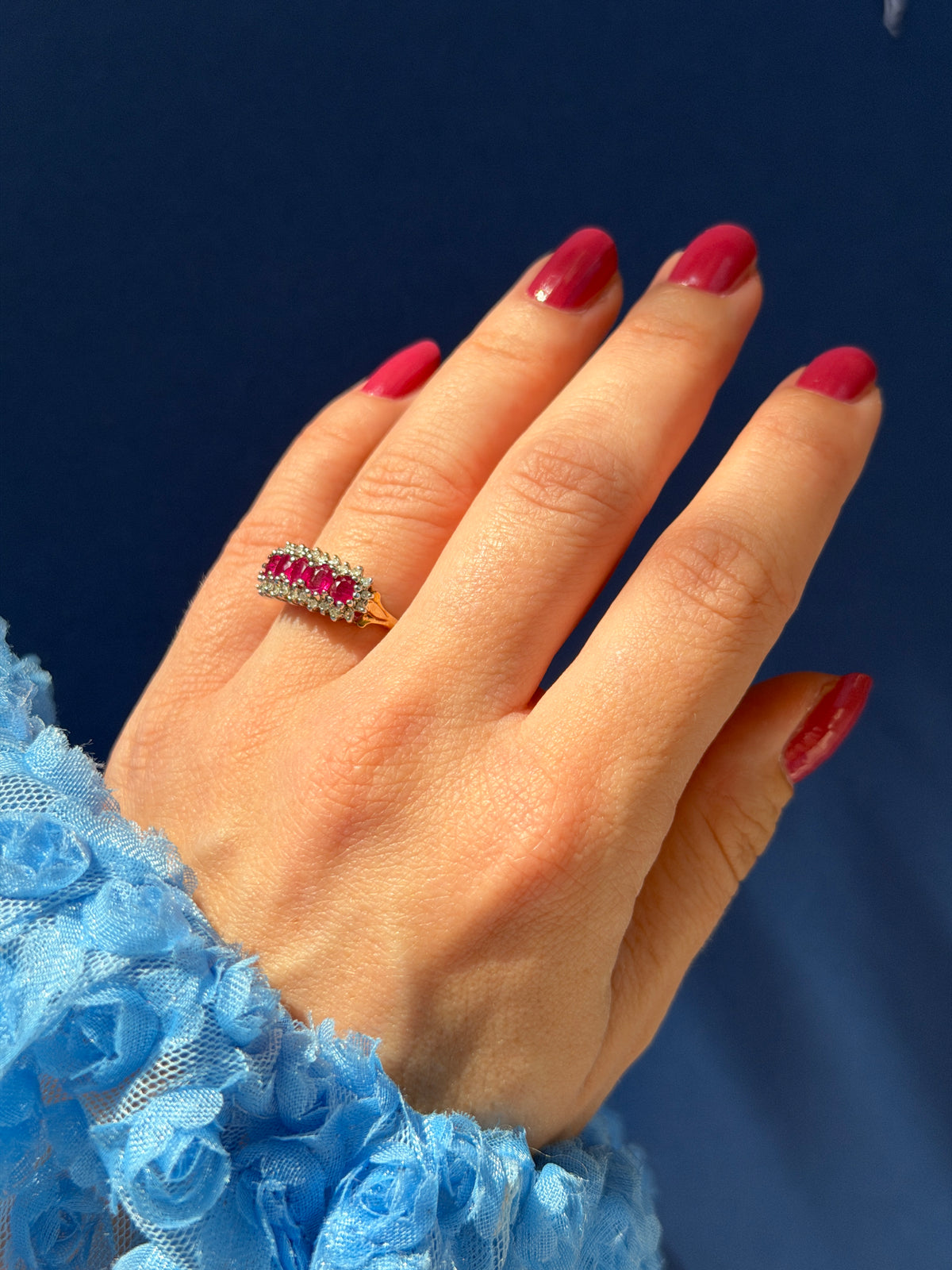 9ct ruby & diamond cluster