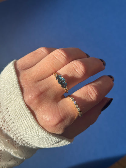 9ct blue topaz & diamond trilogy