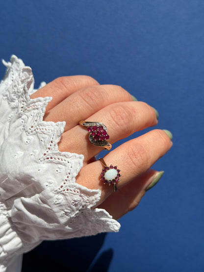 9ct ruby & diamond twist ring