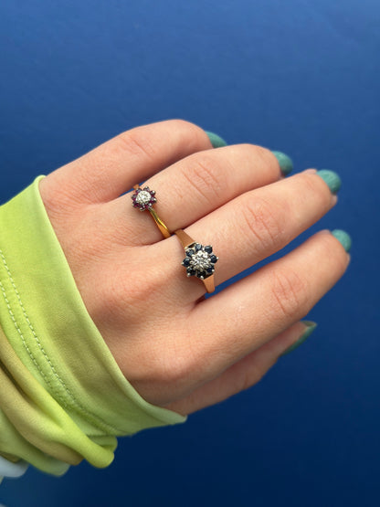 9ct sapphire & diamond flower cluster
