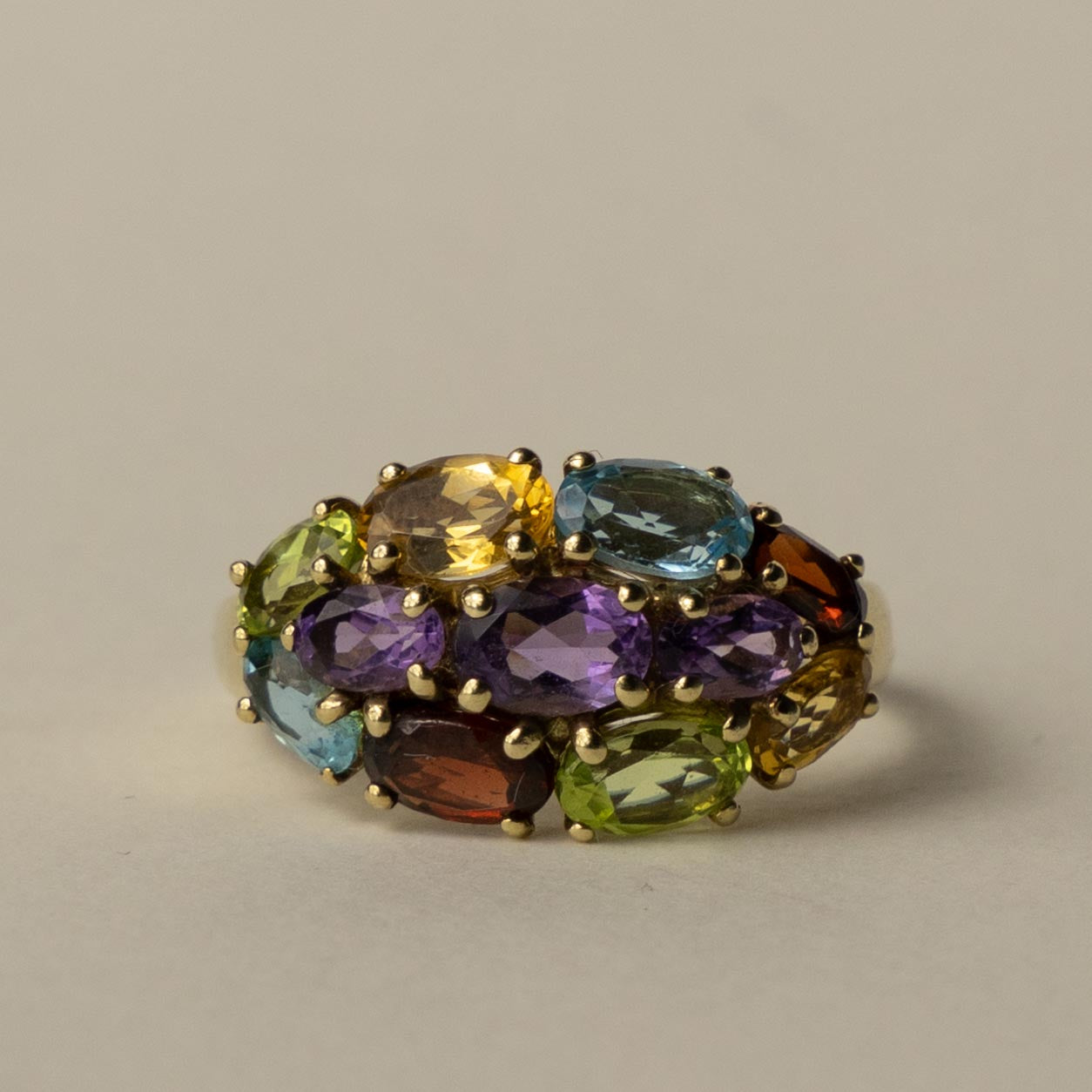 9ct multi-hue gemstone cluster ring