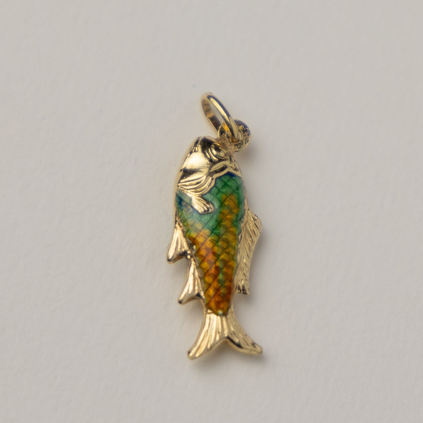 14 carat gold koi fish enamel pendant