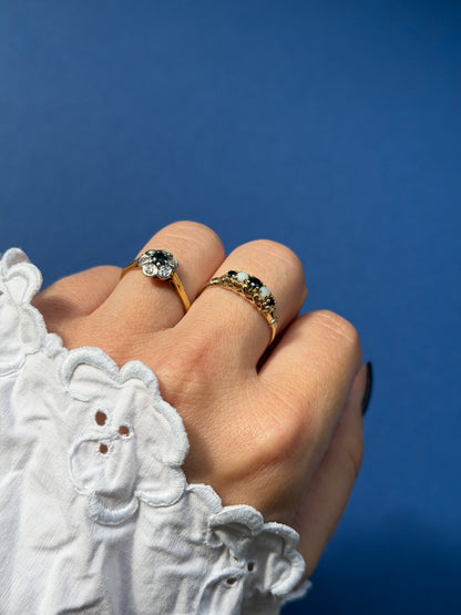 antique Edwardian 18ct sapphire & diamond cluster ring