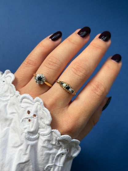 9ct opal & sapphire ring