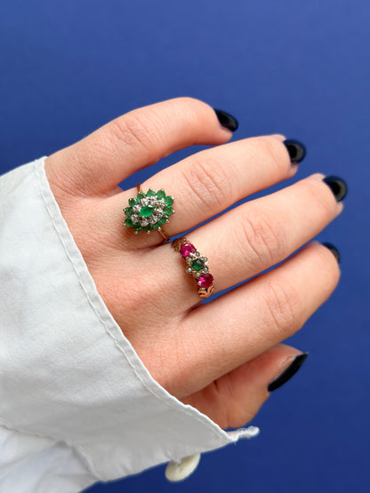 antique Victorian 9ct flower cluster ring