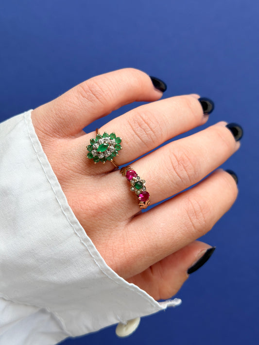 antique Victorian 9ct flower cluster ring