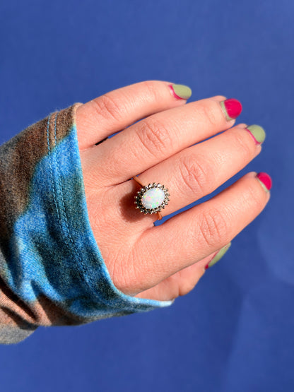 9ct opal diamond halo