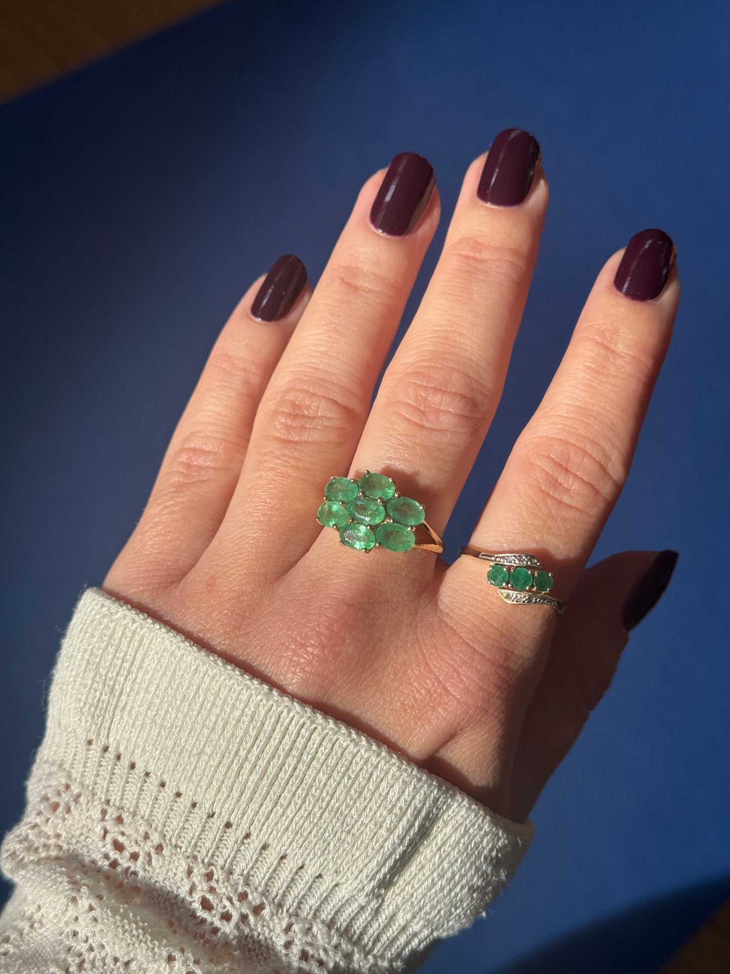 9ct diamond emerald ring