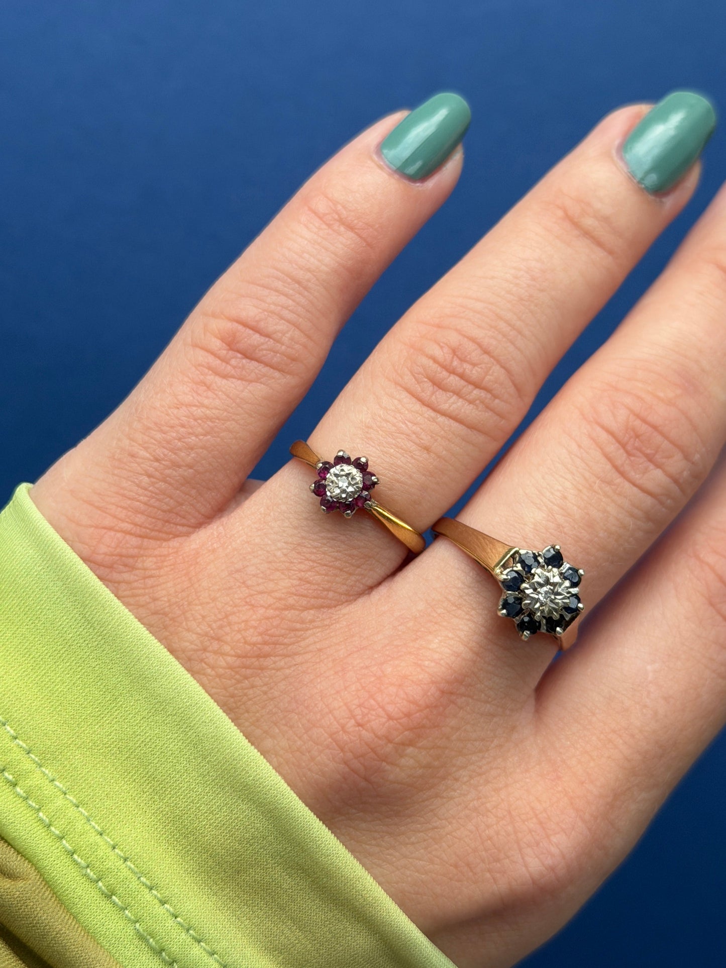 18ct ruby & diamond flower cluster
