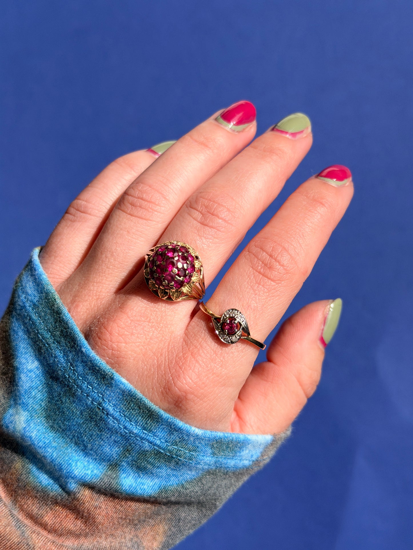 14ct ruby flower cluster