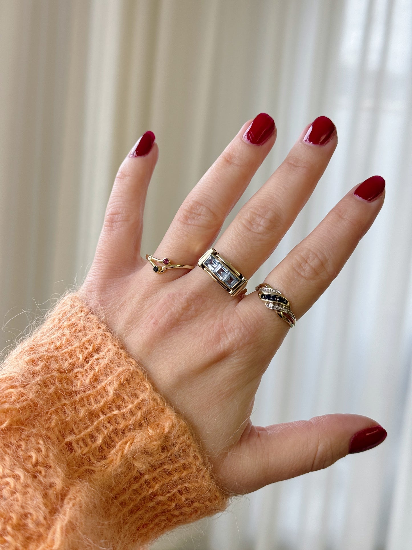 vintage 8 carat gold sapphire ruby ring