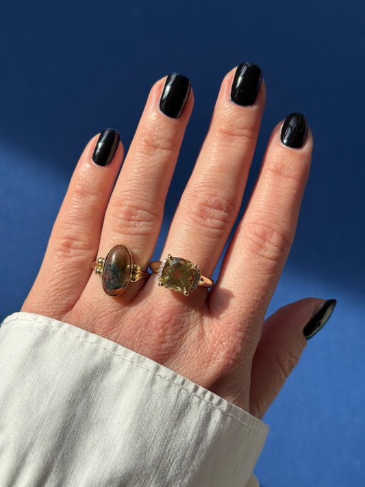 14ct moss agate ring