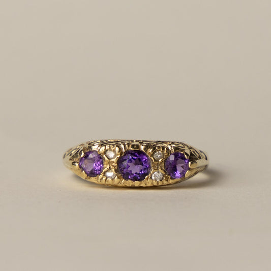 9ct amethyst diamond boat