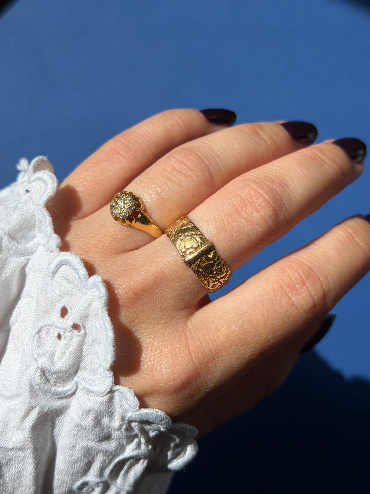 antique 18ct diamond roset cluster ring