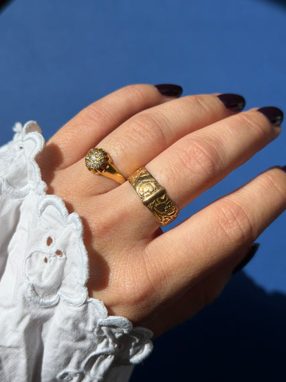 antique 18ct diamond roset cluster ring