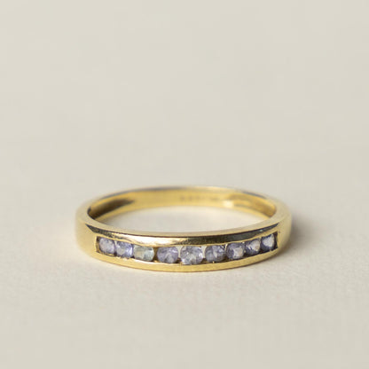 9ct tanzanite channel row ring