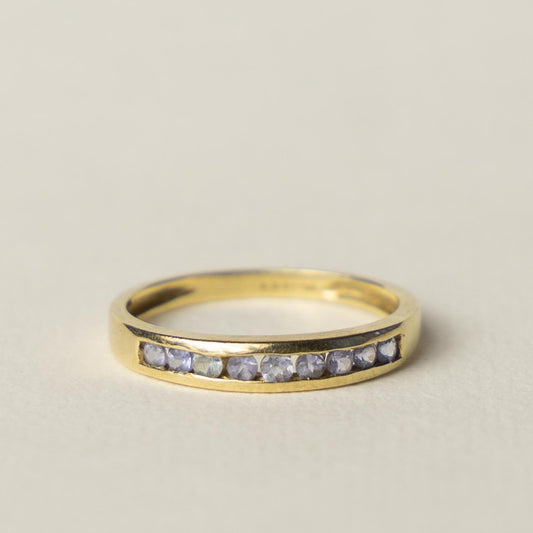 9ct tanzanite channel row ring