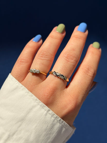 9ct sapphire & diamond wave cluster